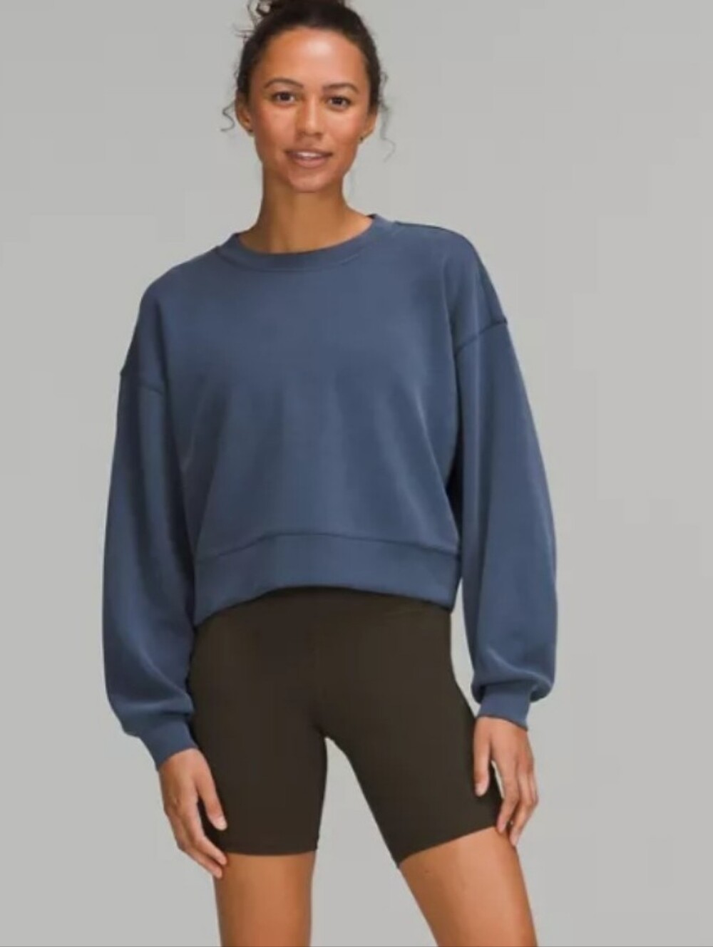 Lululemon Perfectly Oversized Cropped Crew Softstreme Blue Sweatshirt! Size 6